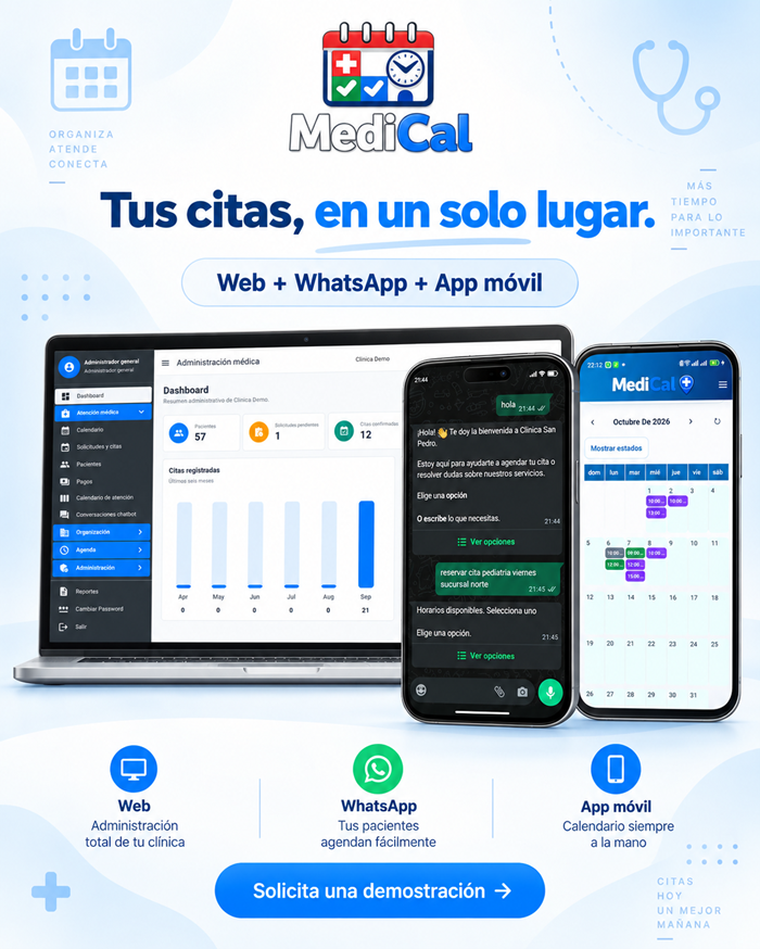 MediCal integra la administraci&oacute;n web, WhatsApp y la aplicaci&oacute;n m&oacute;vil